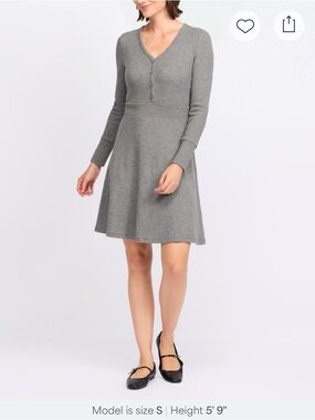 NWT Women's Grey Henley Long Sleeve Knit Dress Size small